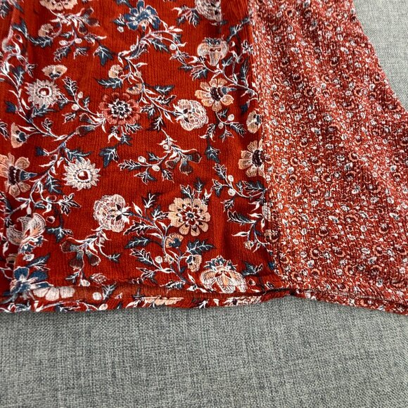 Knox Rose Dress Burnt Orange Boho Relaxed Fit Medium Buttons Floral Rayon - Picture 6 of 12